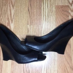Size 7 Women’s Black Peep Toe Wedges by Aldo